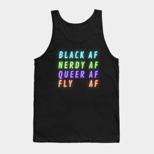 Black Nerdy Queer and Fly (Text Only) Tank Top